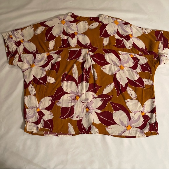 Madewell Island Magnolias Getaway Button Down Oversize Crop Top Size S - Picture 3 of 9